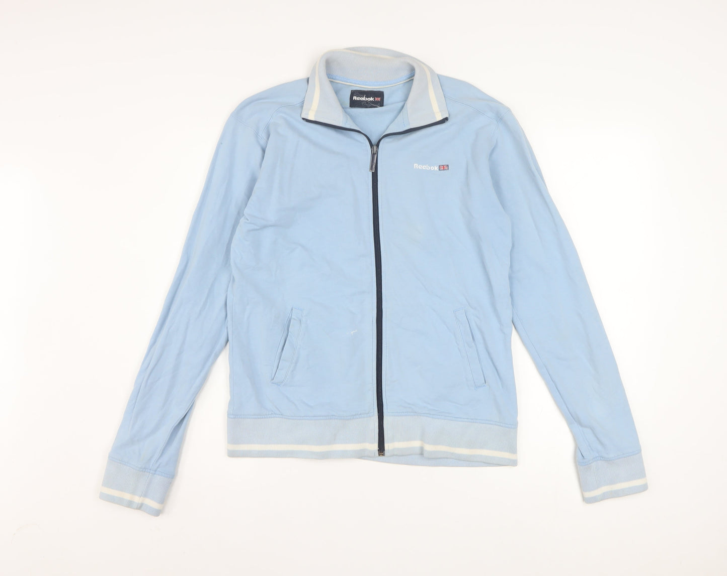 Reebok Women's Blue Track Jacket Size 16 Full Zip Cotton Blend