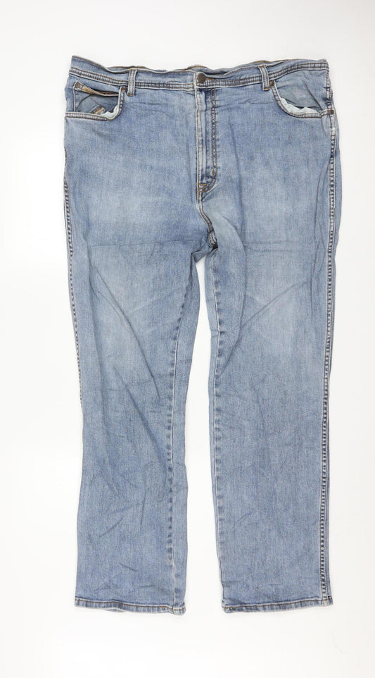 Wrangler Men's Blue Straight Fit Denim Jeans W42 L32 Texas Stretch