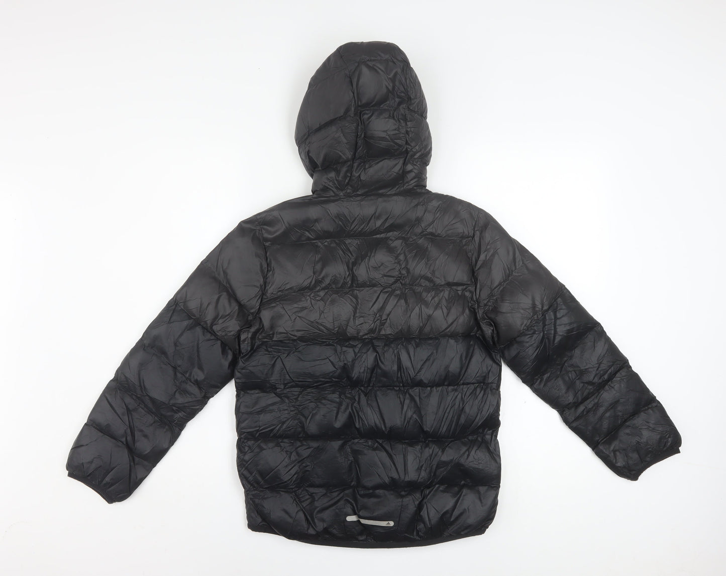 Adidas Boys Black Puffer Jacket 9-10 Years Hooded Lightweight Winter Coat