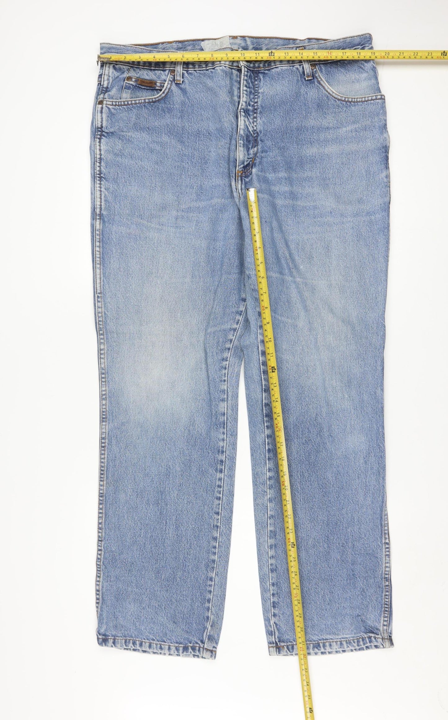 Wrangler Men's Blue Straight Leg Jeans 40x32 Cotton Denim Classic Fit