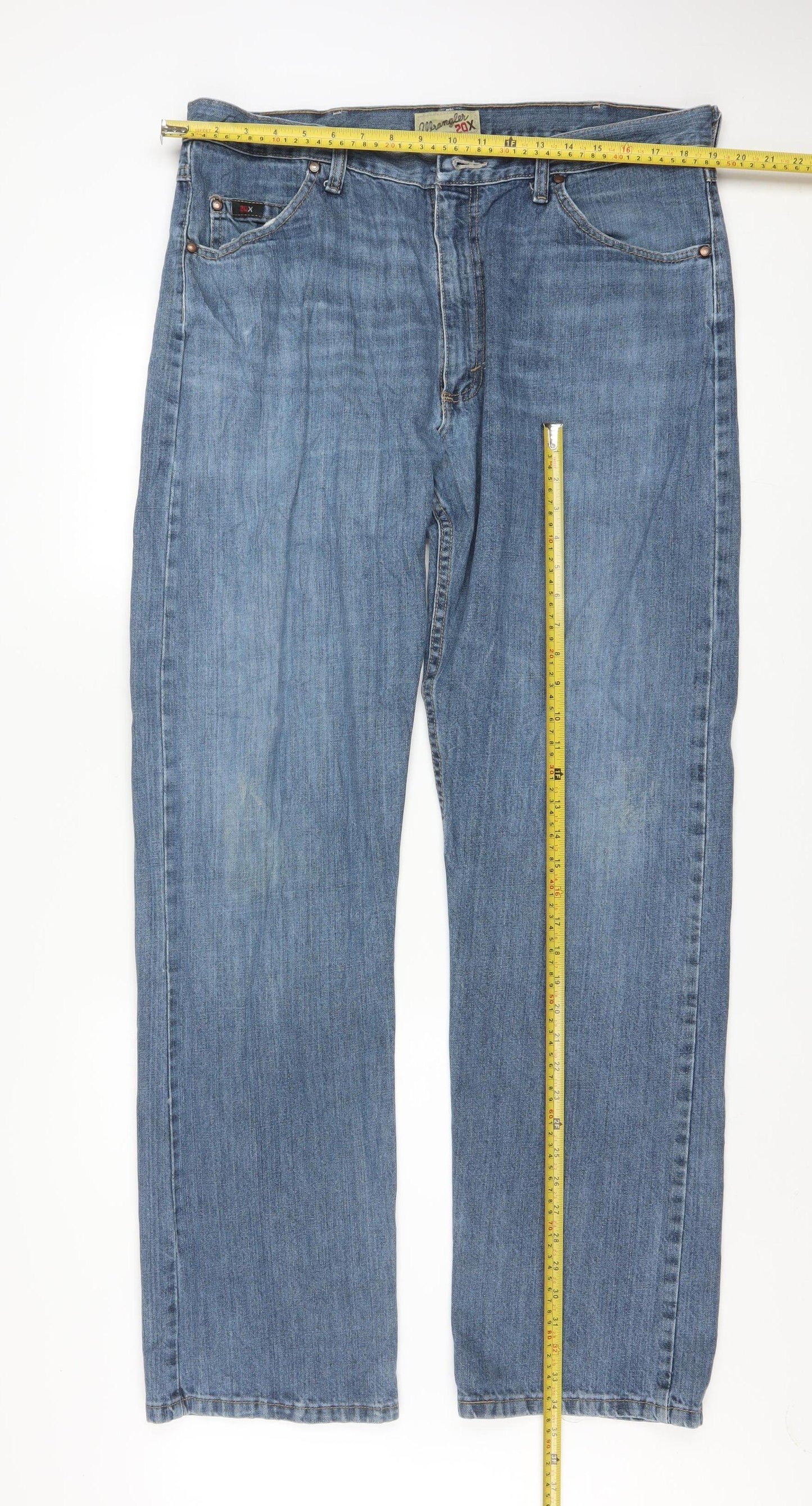 Wrangler 20X Men’s Blue Straight Fit 36x34 Denim Jeans