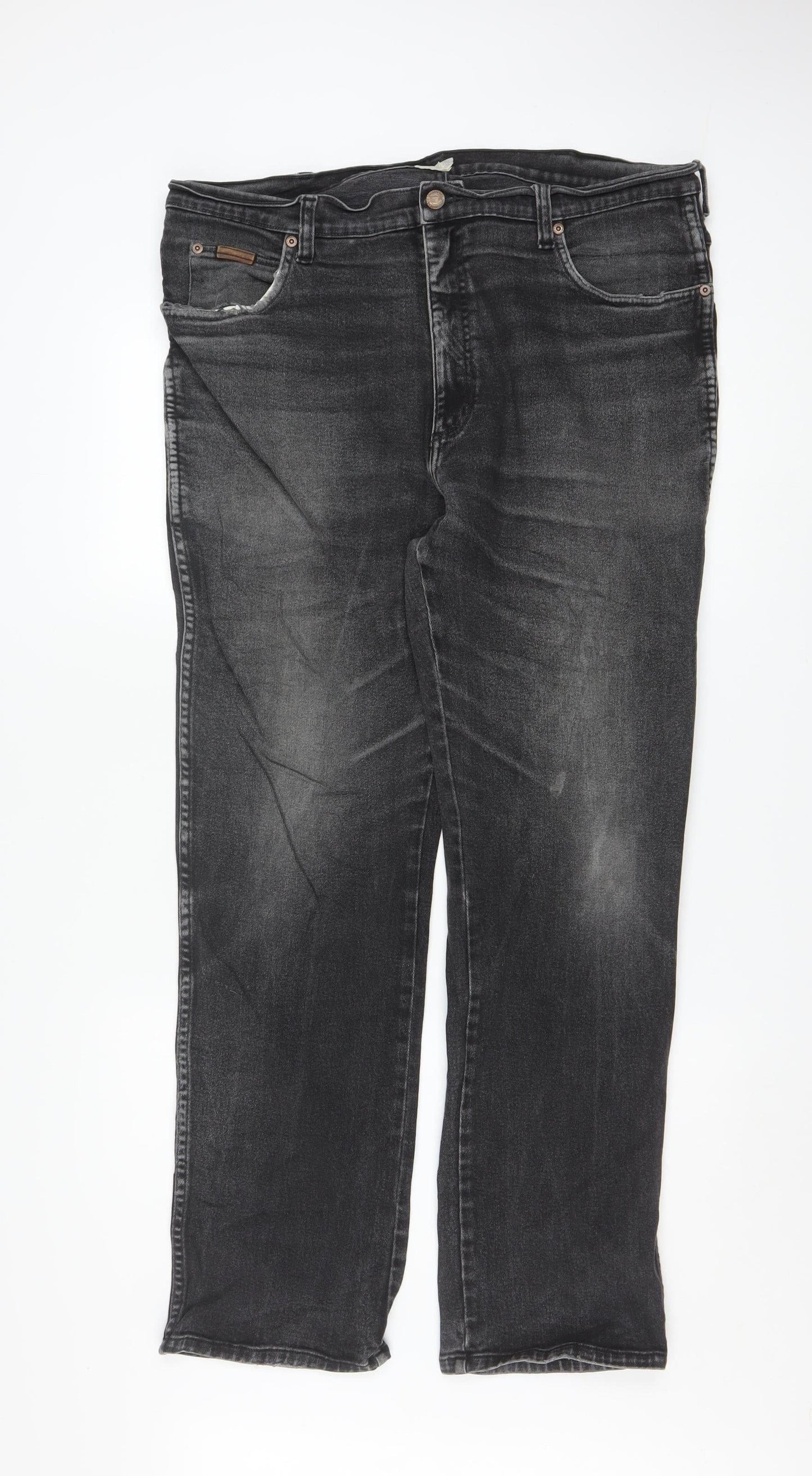 Wrangler Men's Black Straight Leg Jeans 40W 32L Regular Fit Denim
