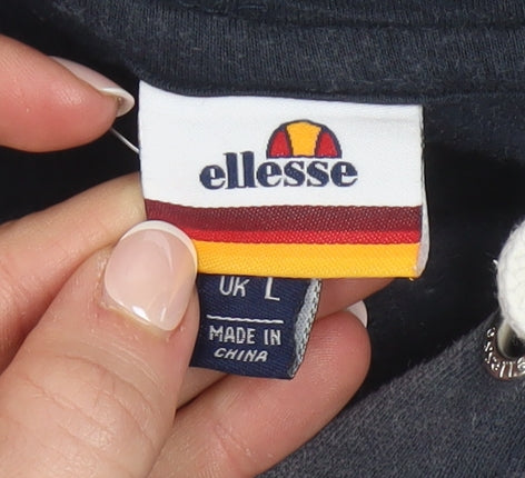 Ellesse Men's Blue Pullover Hoodie L Sports Graphic Fleece