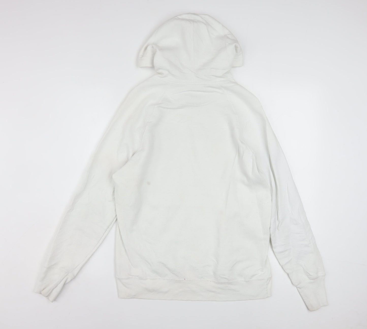 Champion Men's White Hoodie Pullover Medium Logo Print Cotton Blend