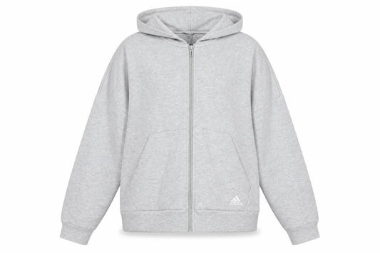 Adidas Women’s Grey Full Zip Hoodie Size 16-18 Lined Sportswear