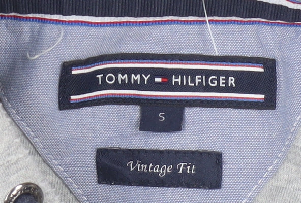 Tommy Hilfiger Men's Grey Full Zip Hoodie Size S Vintage Fit