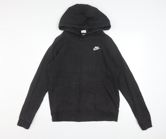 Nike Men's Black Pullover Hoodie Small Fleece Logo Sweatshirt