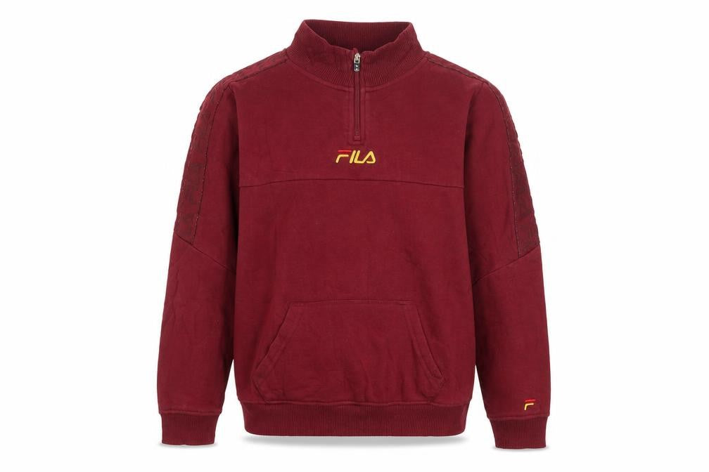 Fila Boys Burgundy 1/4 Zip Sweatshirt Size 164CM Cotton Blend Pullover