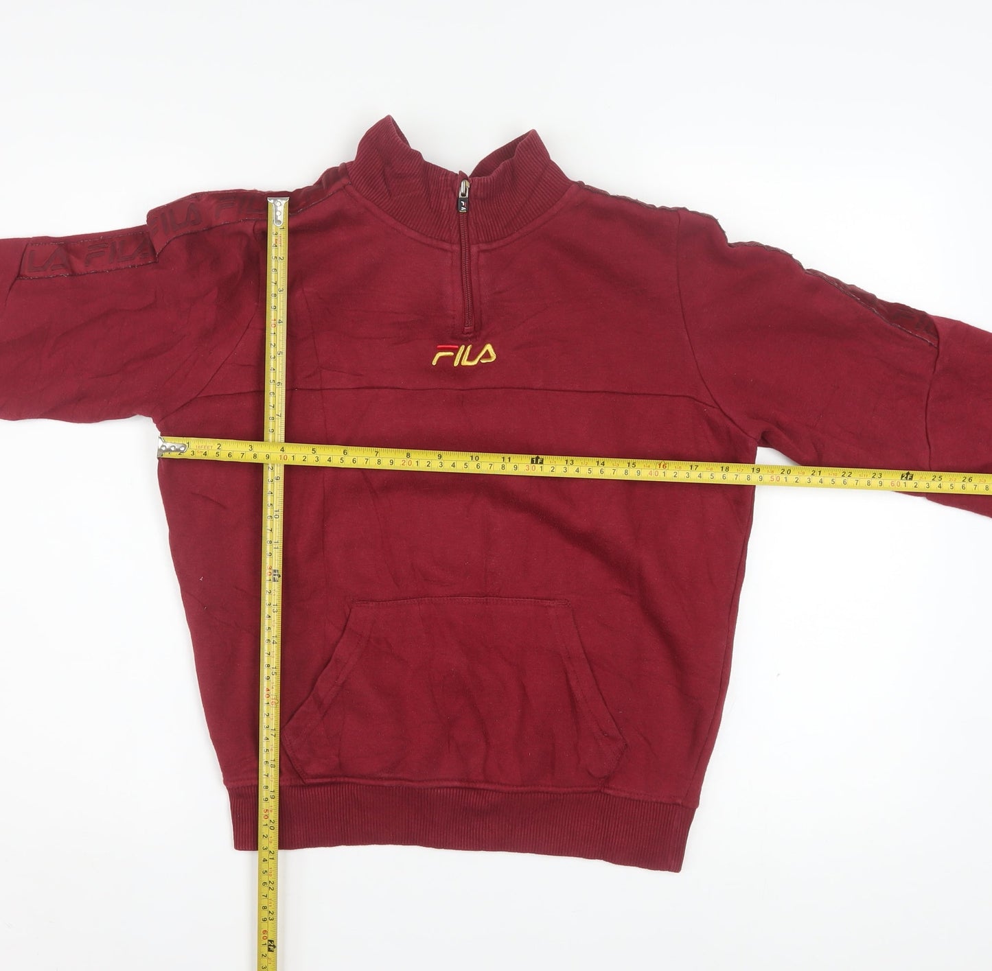 Fila Boys Burgundy 1/4 Zip Sweatshirt Size 164CM Cotton Blend Pullover
