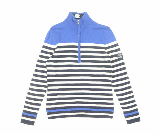 Ralph Lauren Men's Blue Striped Cotton 1/2 Zip Jumper L