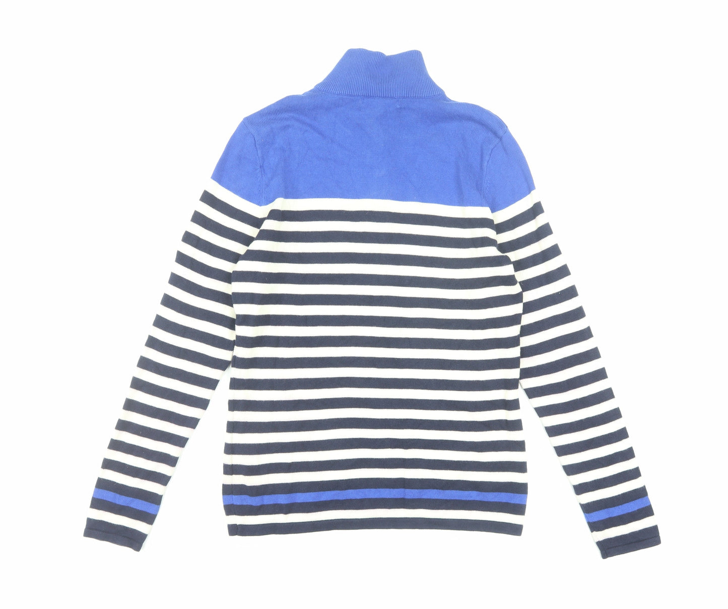 Ralph Lauren Men's Blue Striped Cotton 1/2 Zip Jumper L