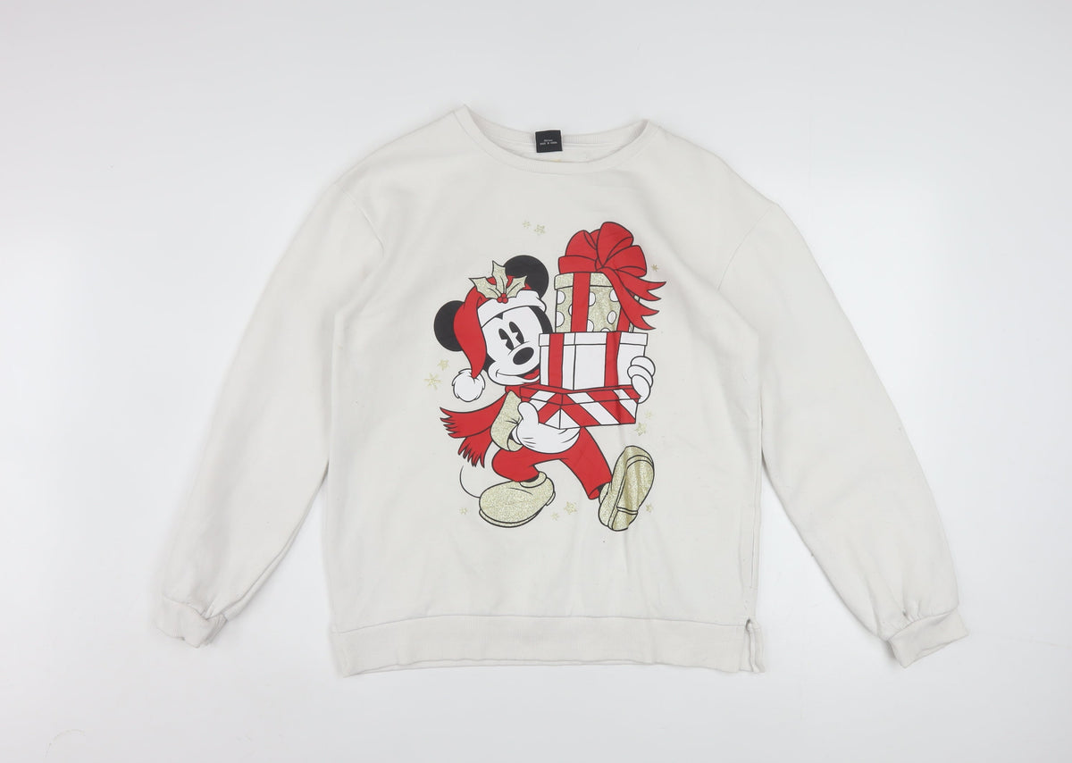Disney at Primark Girls Beige Mickey Mouse Christmas Sweatshirt 14-15 Years