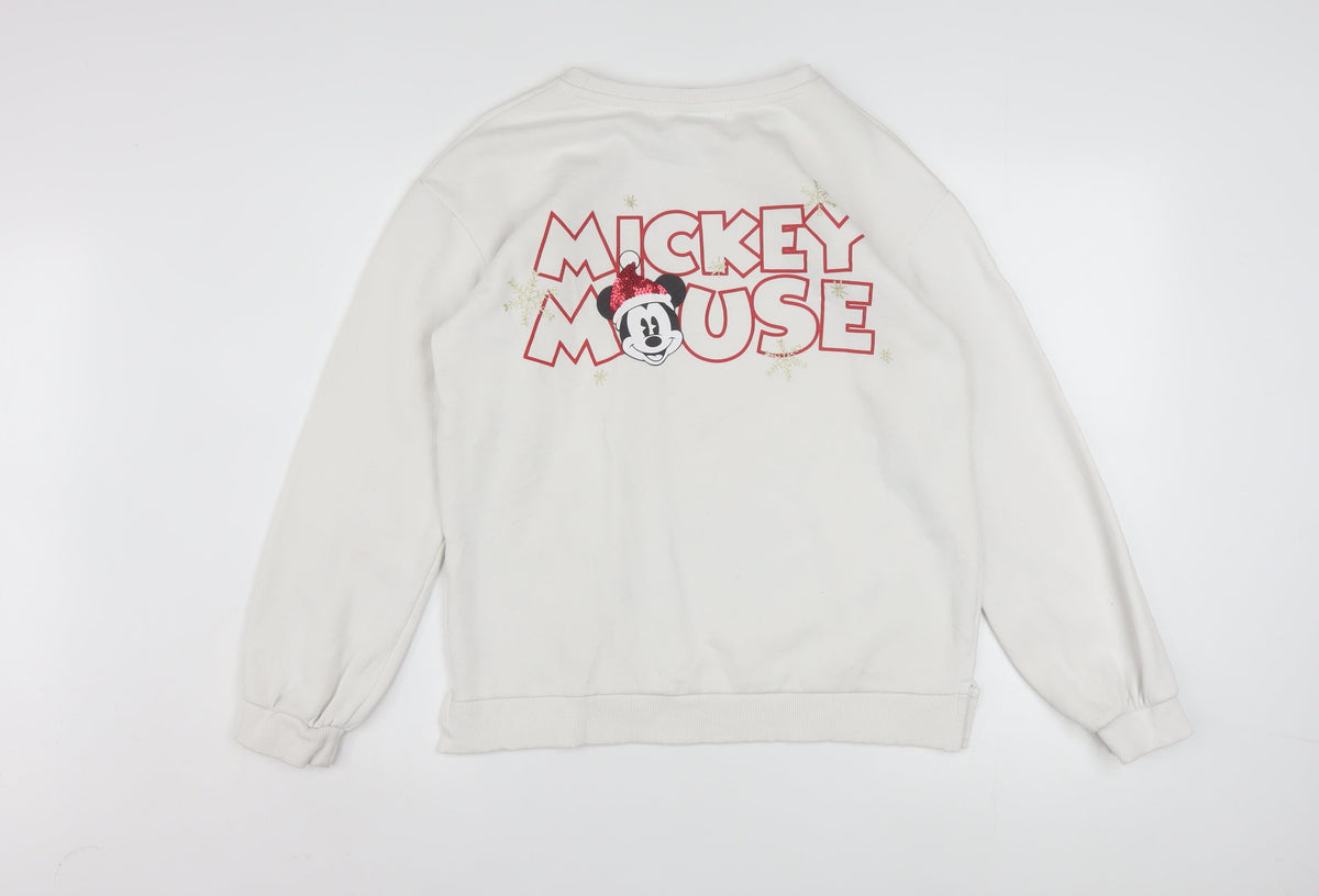 Disney at Primark Girls Beige Mickey Mouse Christmas Sweatshirt 14-15 Years