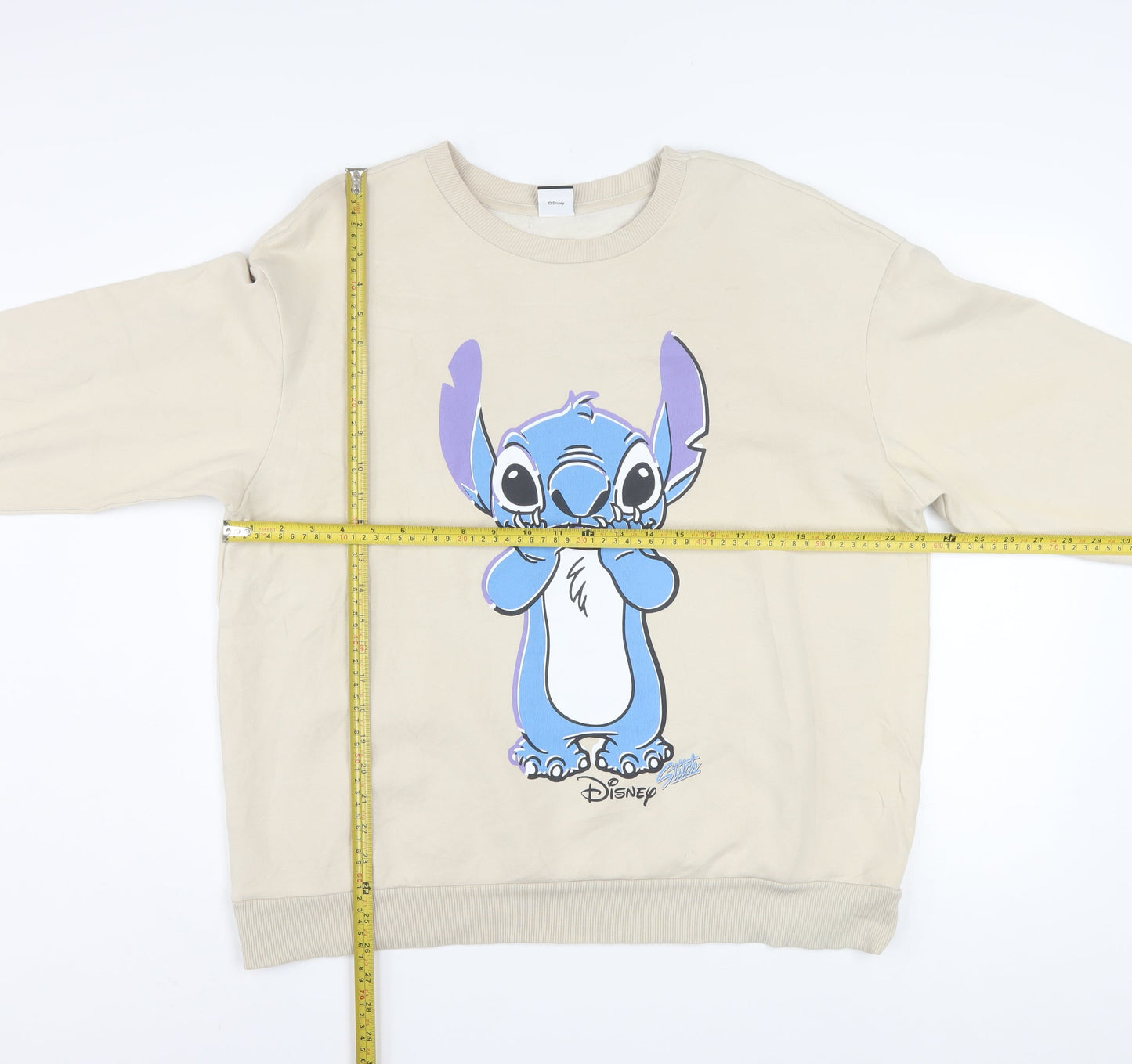Disney Classics at George Women Beige Stitch Sweatshirt L Pullover Cotton Blend