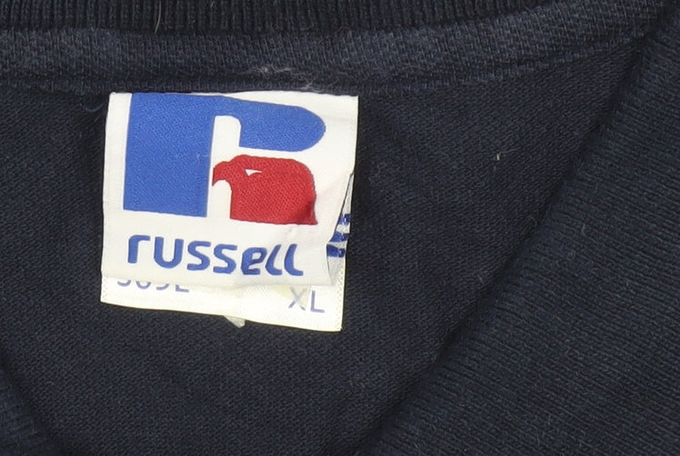 Russell Mens Blue XL Long Sleeve Collared Button-Up Polo Shirt