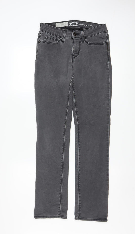 Levi Strauss Signature Grey Modern Straight Jeans W27 L32 Women