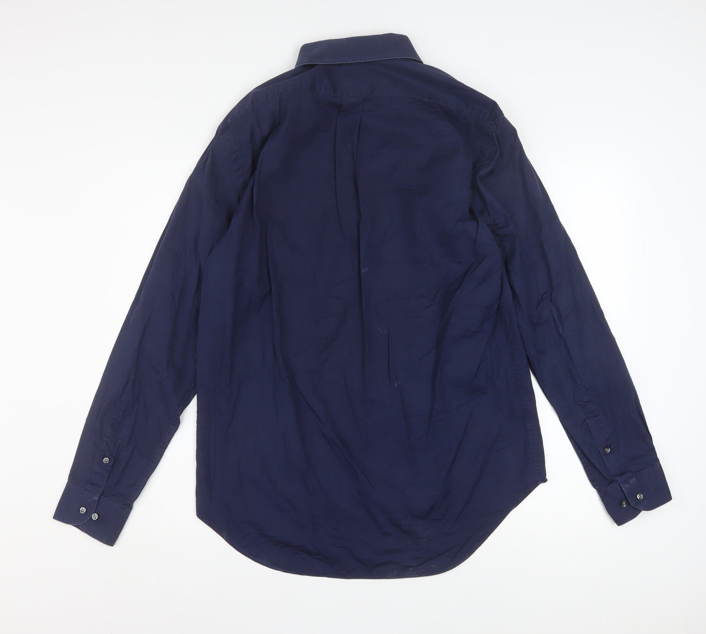 Armani Collezioni Men's Blue 15.5 Regular Fit Long Sleeve Button-Up Shirt
