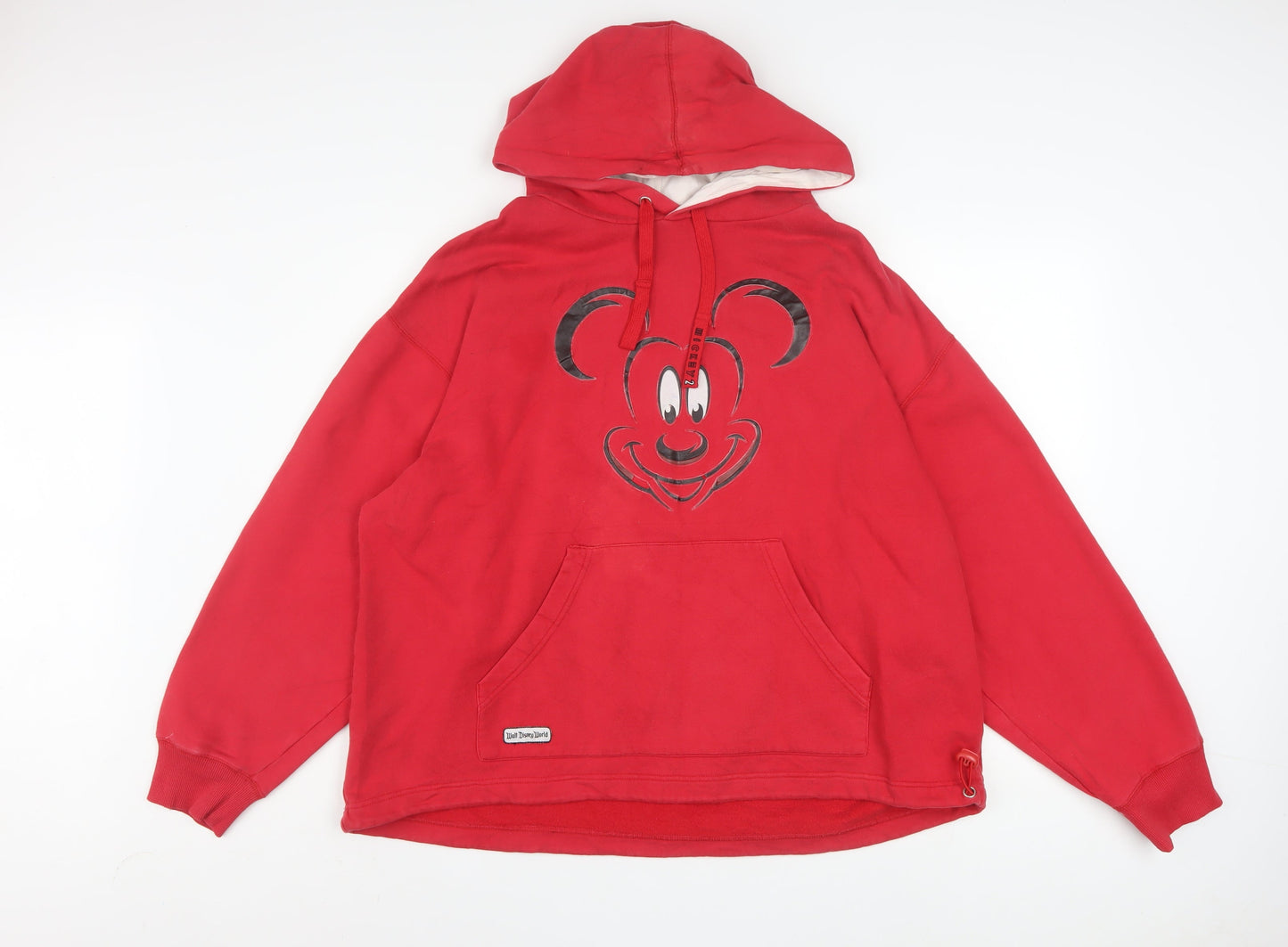 Walt Disney World Red Mickey Mouse Hoodie Women XL Pullover Fleece Sweatshirt
