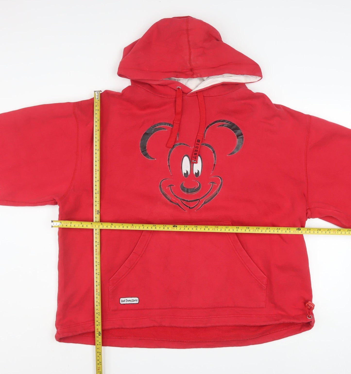 Walt Disney World Red Mickey Mouse Hoodie Women XL Pullover Fleece Sweatshirt