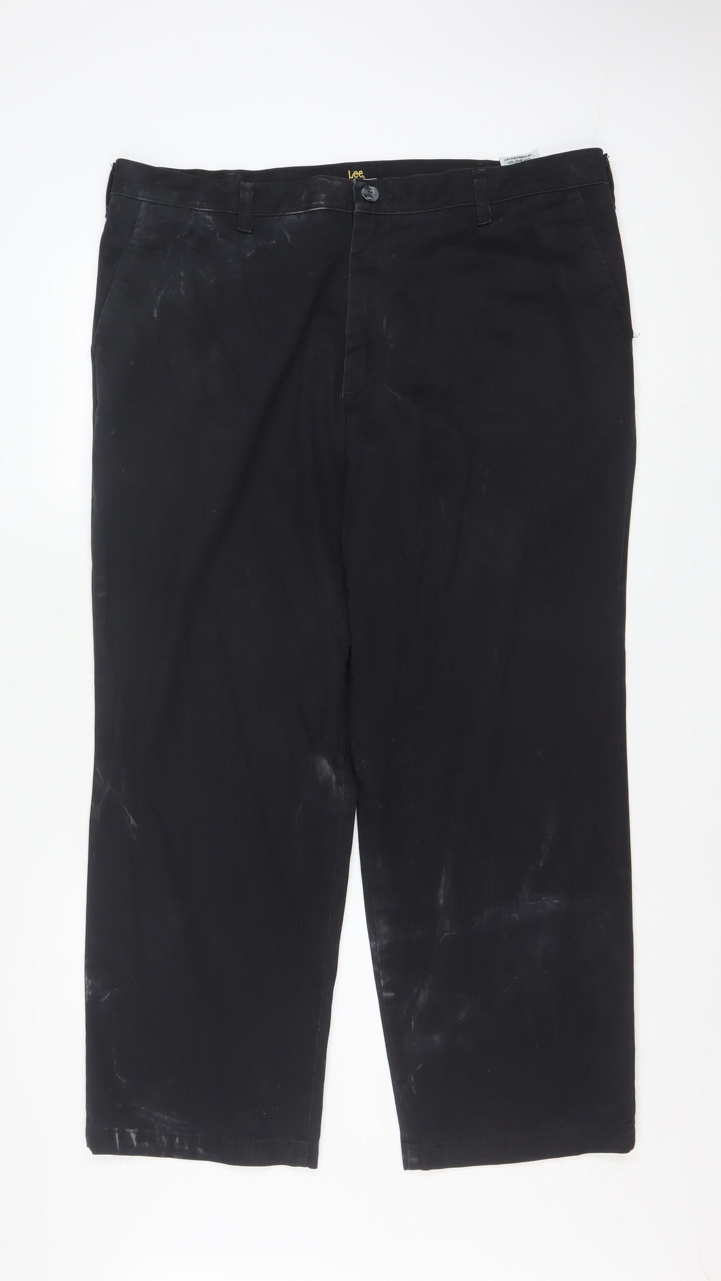 Lee Men's Black Straight Fit Chino Trousers 38x29 Cotton Blend