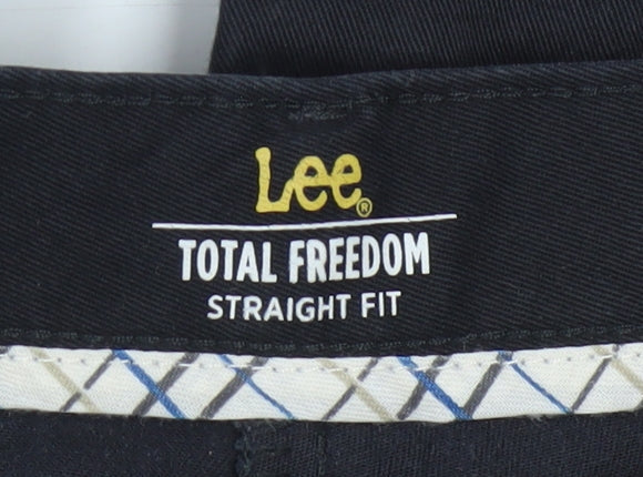Lee Men's Black Straight Fit Chino Trousers 38x29 Cotton Blend