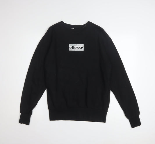 Ellesse Men's Black Small Crew Neck Pullover Sweatshirt