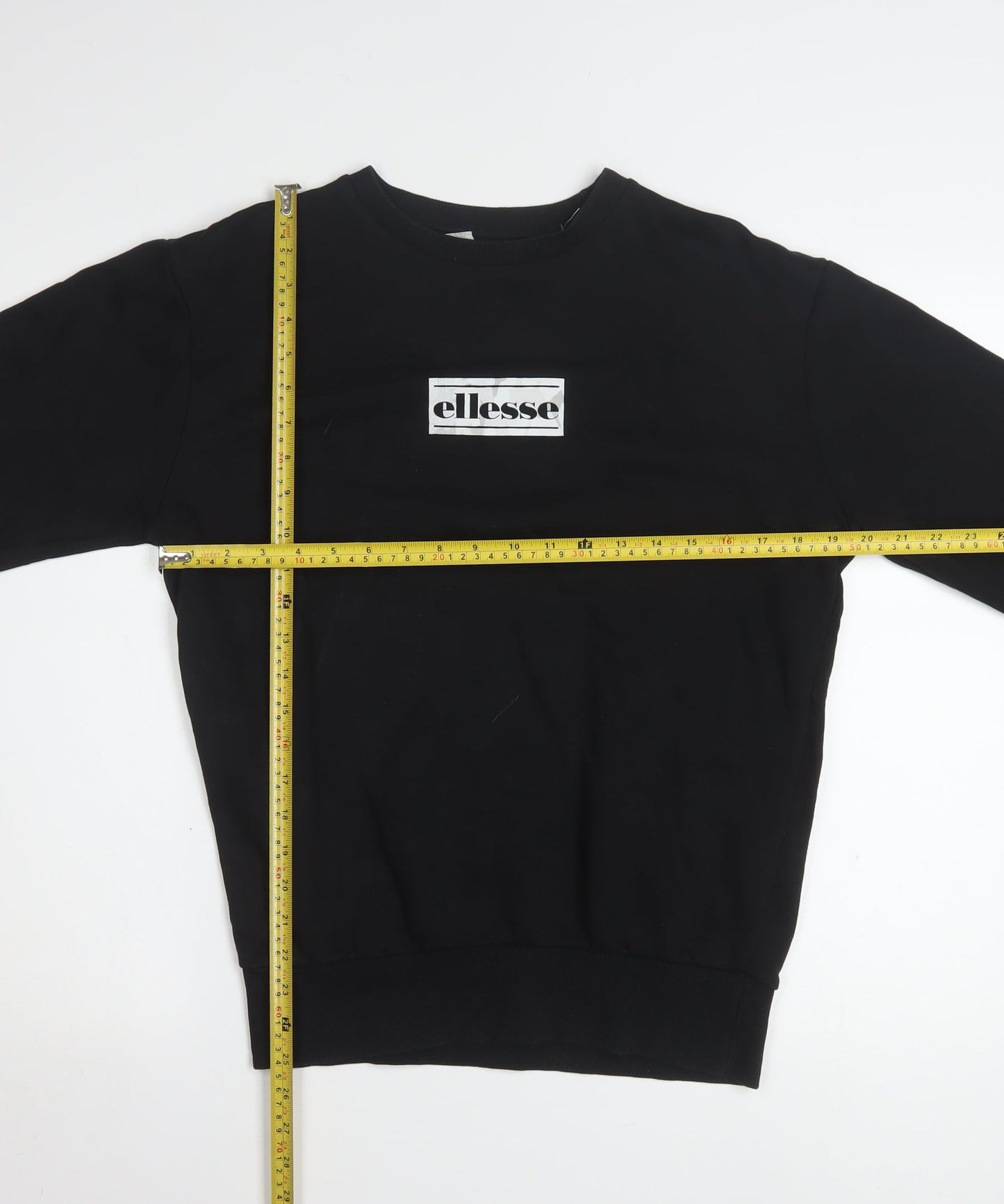 Ellesse Men's Black Small Crew Neck Pullover Sweatshirt