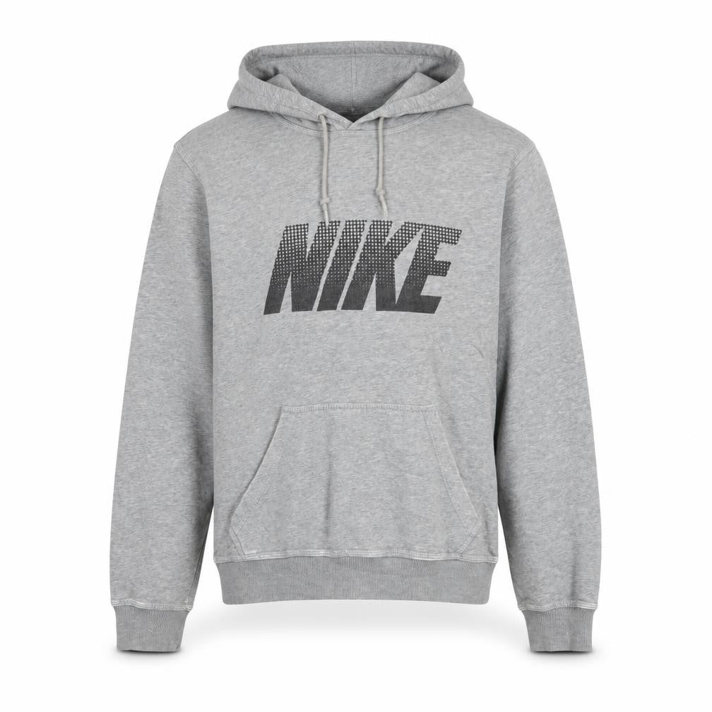 Nike Men Grey Pullover Hoodie Small Logo Graphic Cotton Blend