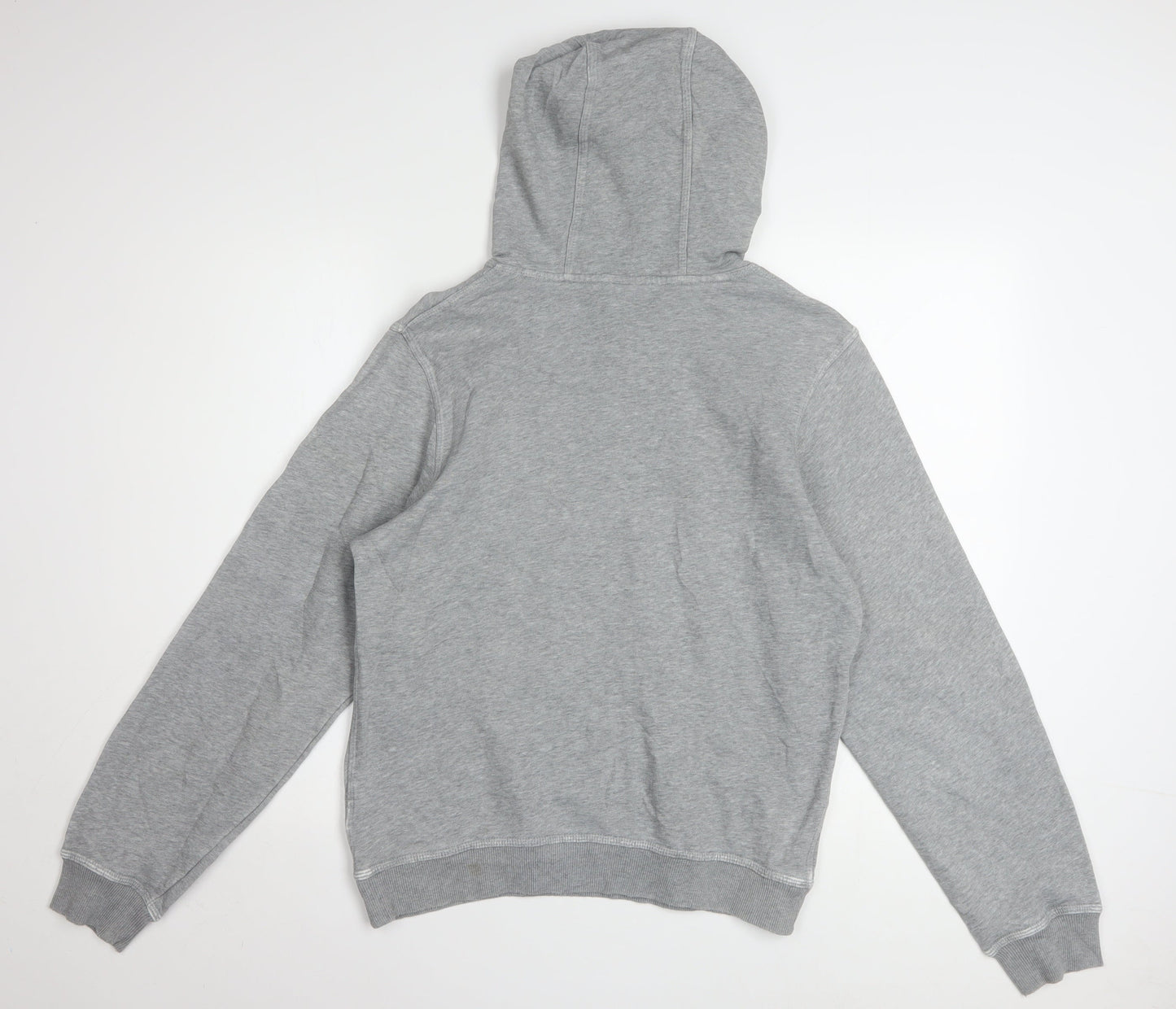 Nike Men Grey Pullover Hoodie Small Logo Graphic Cotton Blend
