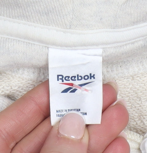 Reebok Men Beige Full Zip Hoodie 2XL Cotton Blend Lightweight