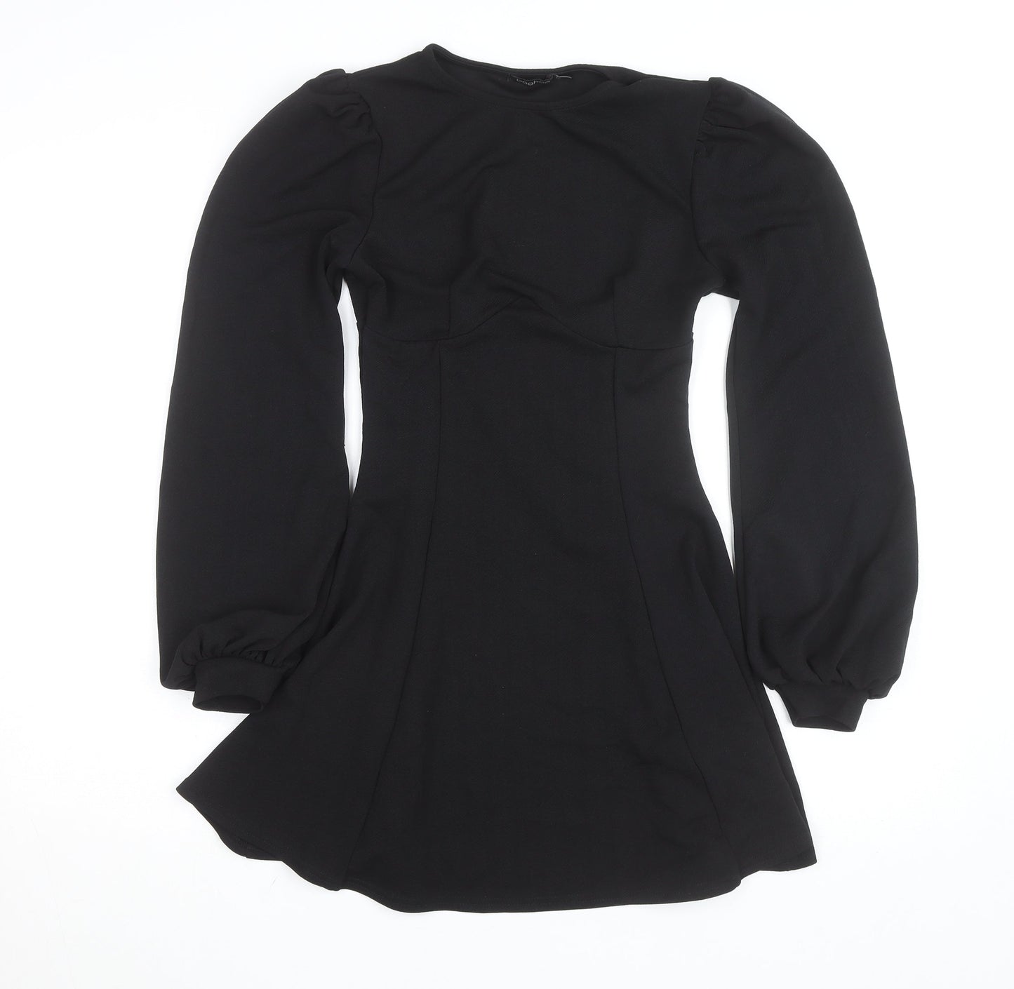Boohoo Women’s Black Long Sleeve Puff A-Line Mini Dress Size 8