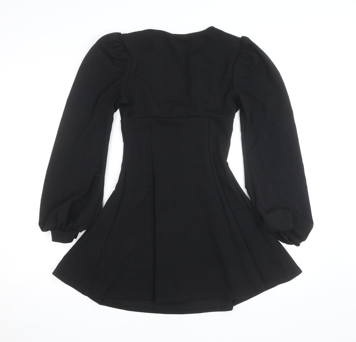 Boohoo Women’s Black Long Sleeve Puff A-Line Mini Dress Size 8