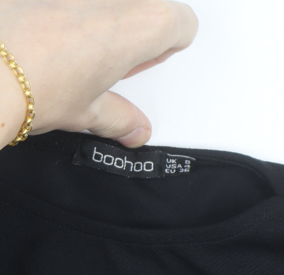 Boohoo Women’s Black Long Sleeve Puff A-Line Mini Dress Size 8