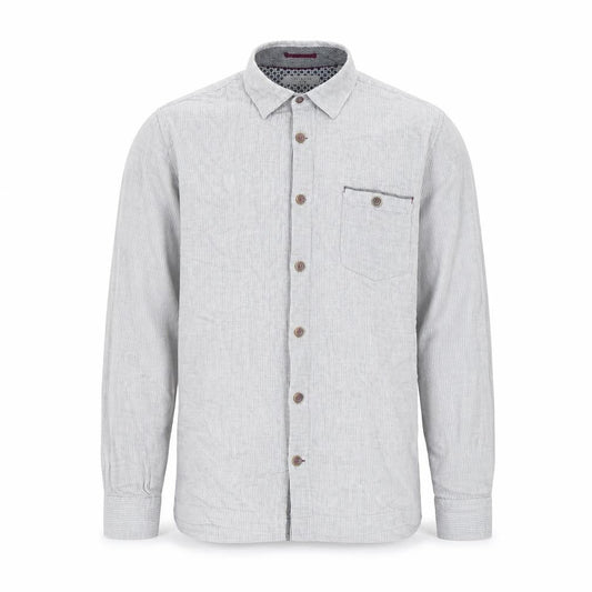 Ted Baker Men's Grey Herringbone Cotton Long Sleeve Button-Up Shirt Size M