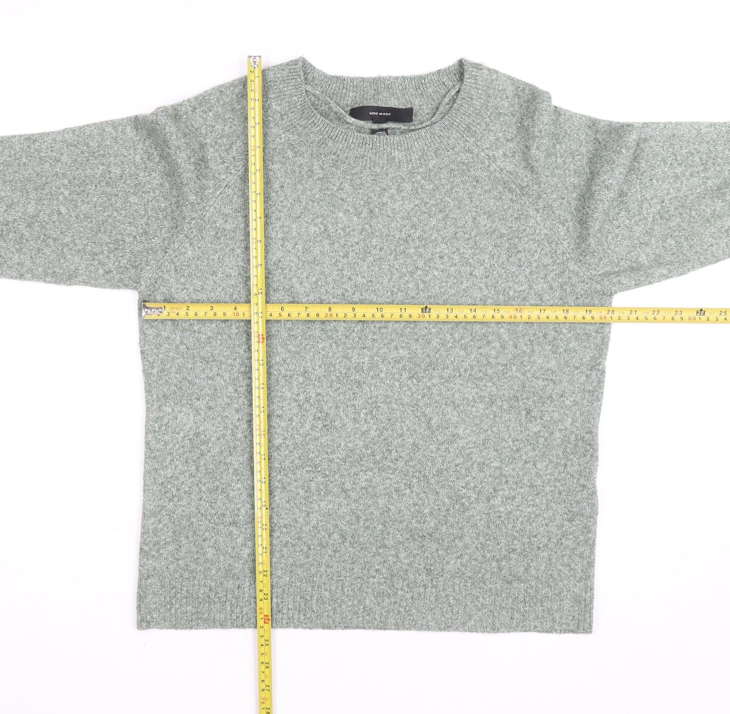 Vero Moda Women’s Green Crew Neck Knit Long Sleeve Pullover Jumper L