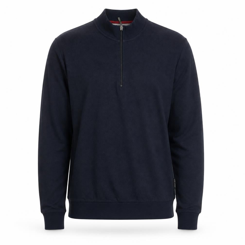 Scott & Wade Men's Blue M High Neck 1/2 Zip Cotton Jumper