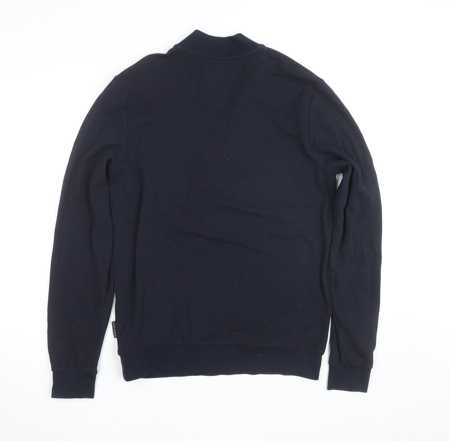 Scott & Wade Men's Blue M High Neck 1/2 Zip Cotton Jumper