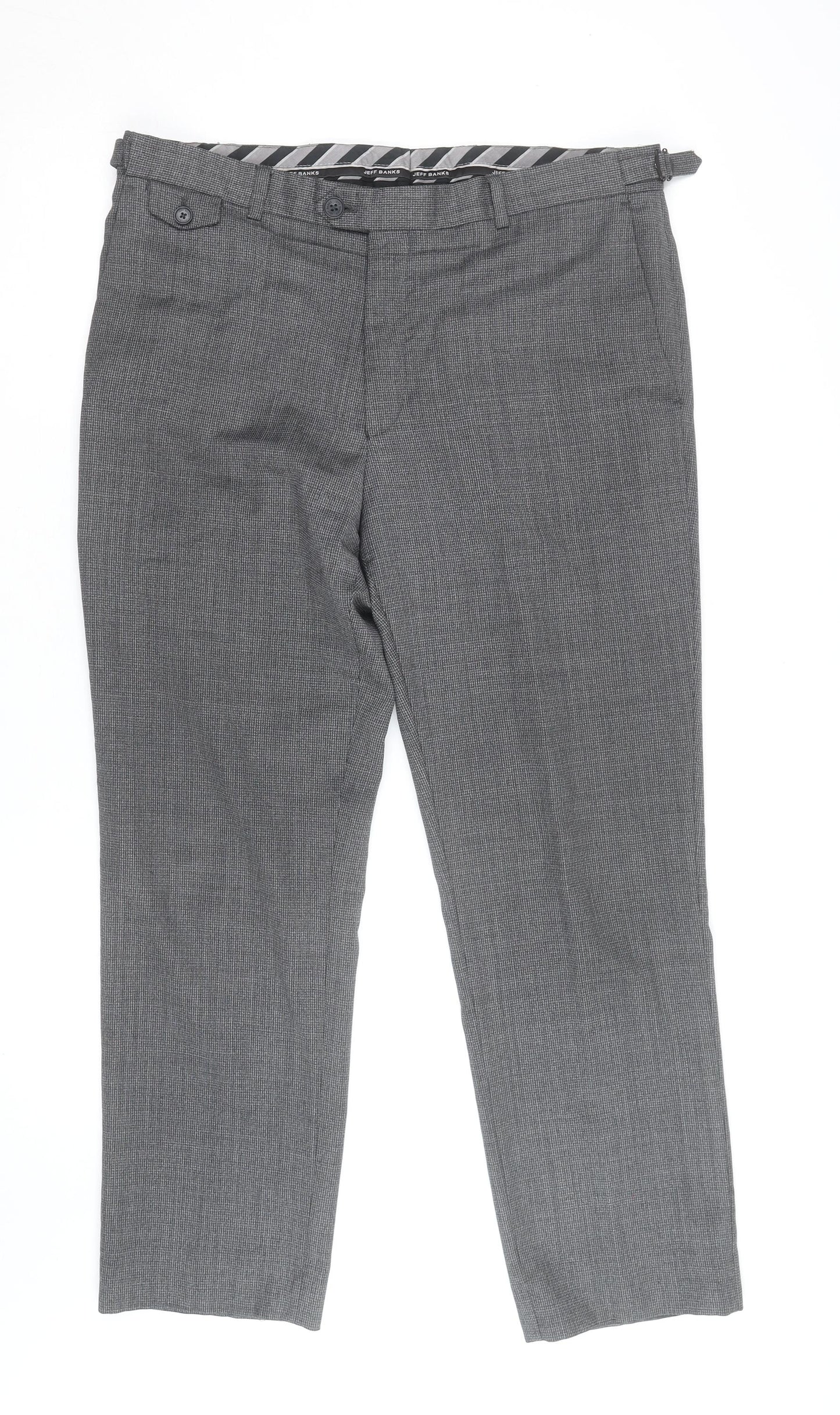 Jeff Banks Men’s Grey Check Dress Pants 36W 31L Regular Fit