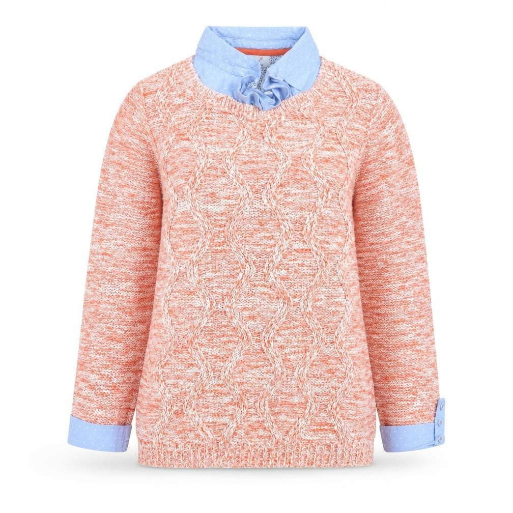 Marks & Spencer Women Orange Cable Knit Cotton Jumper UK 12