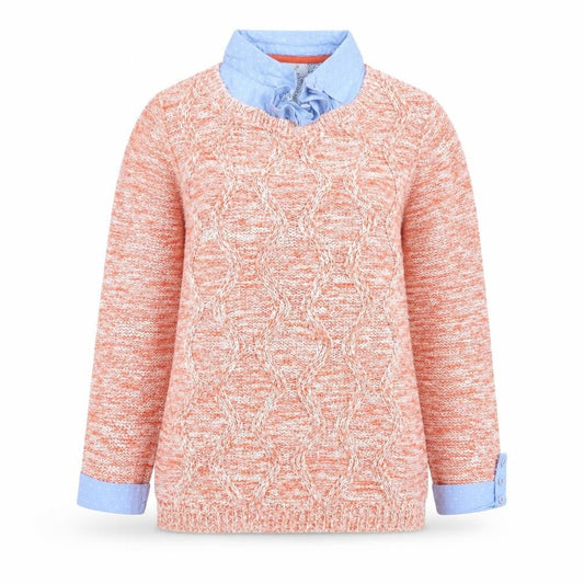 Marks & Spencer Women Orange Cable Knit Cotton Jumper UK 12