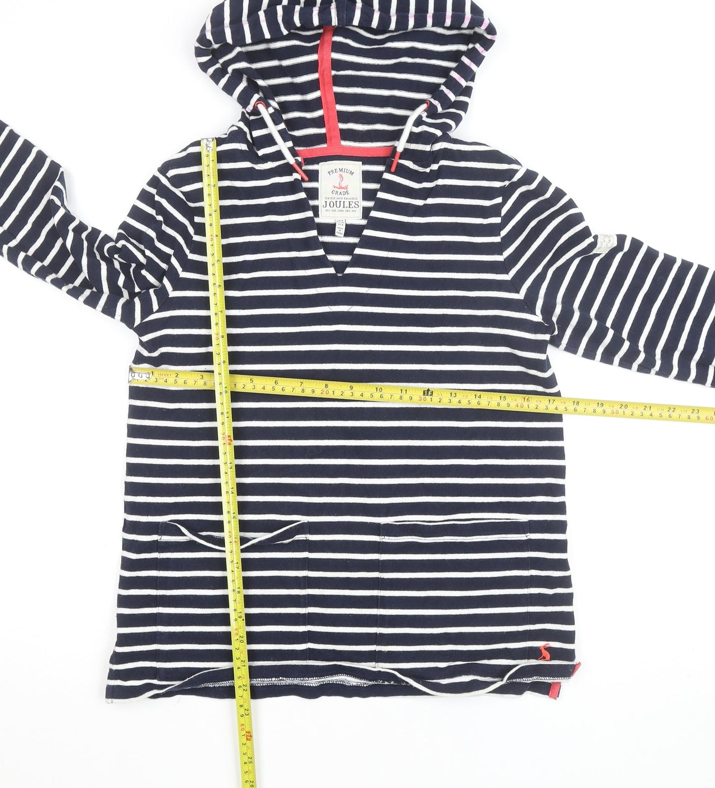 Joules Women Navy White Striped Hoodie Jumper UK 8 Cotton