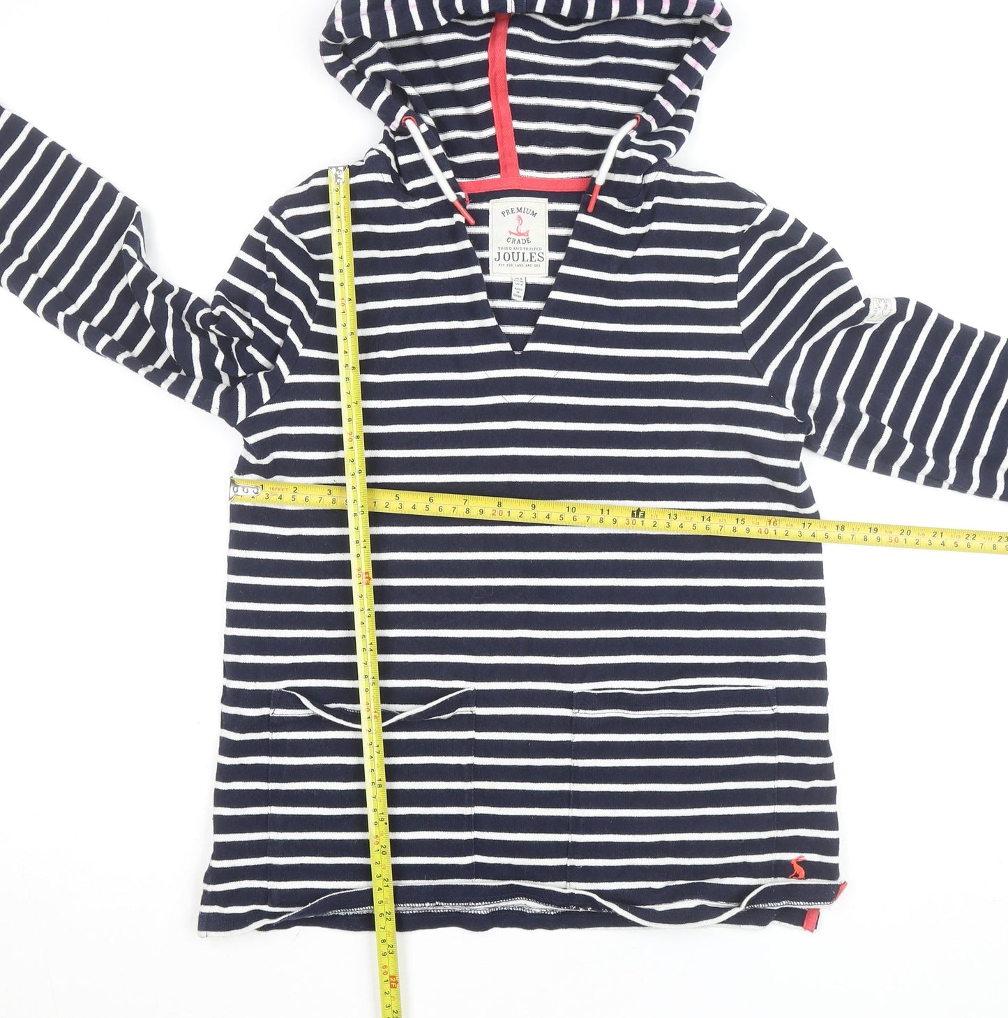 Joules Women Navy White Striped Hoodie Jumper UK 8 Cotton