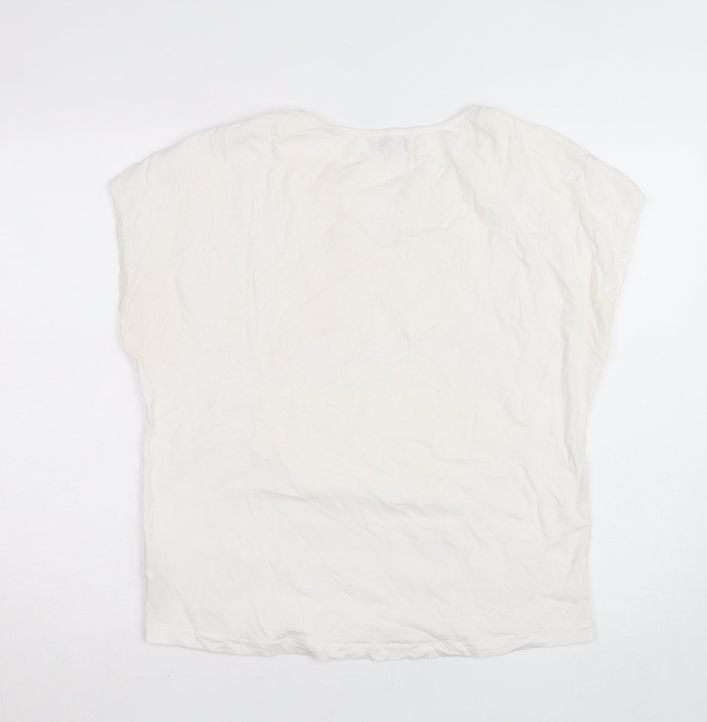 Next Women Ivory Cotton Embroidered Tunic Blouse Size 14