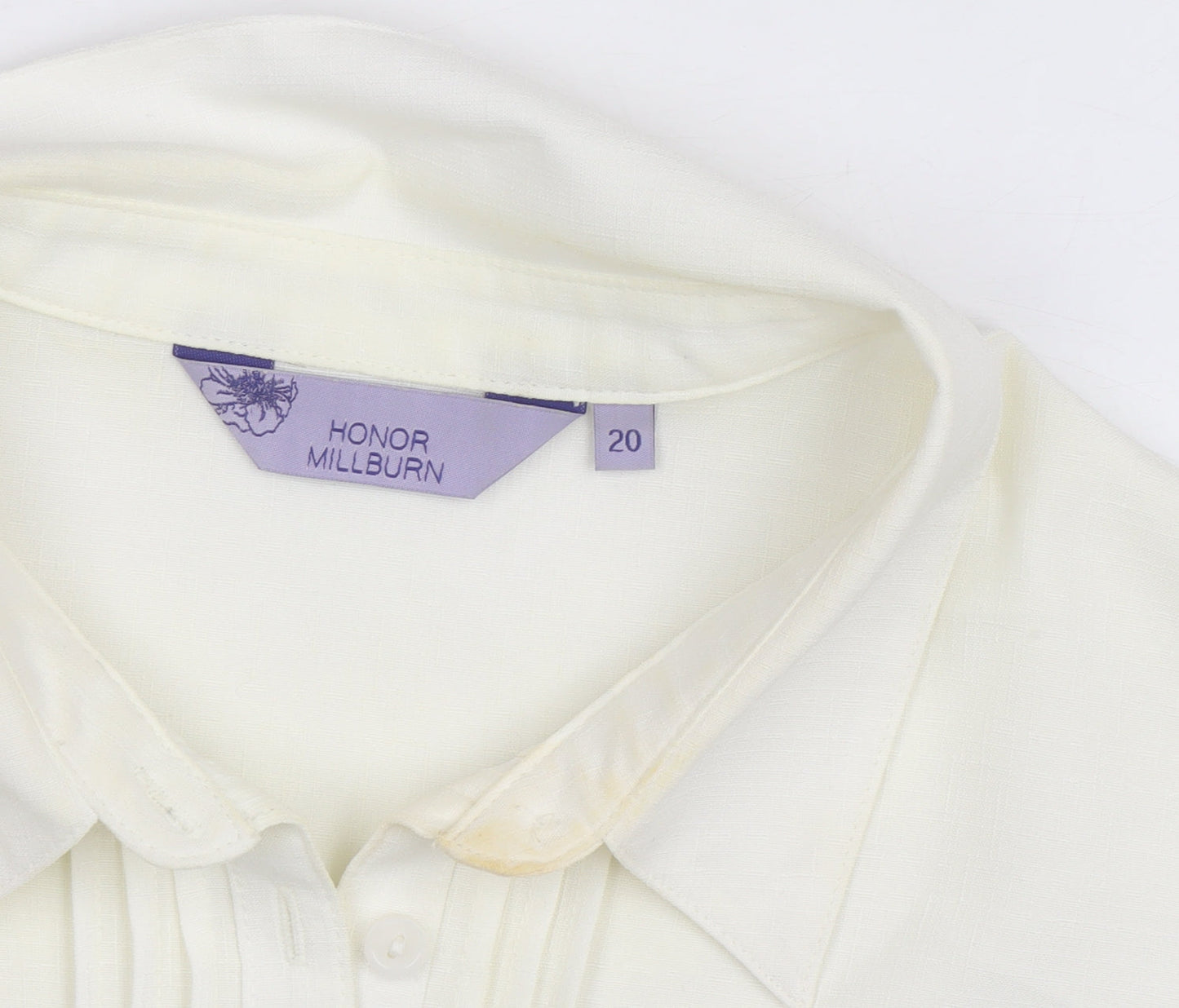 Honor Millburn Women's Ivory Button-Up Long Sleeve Blouse Size 20