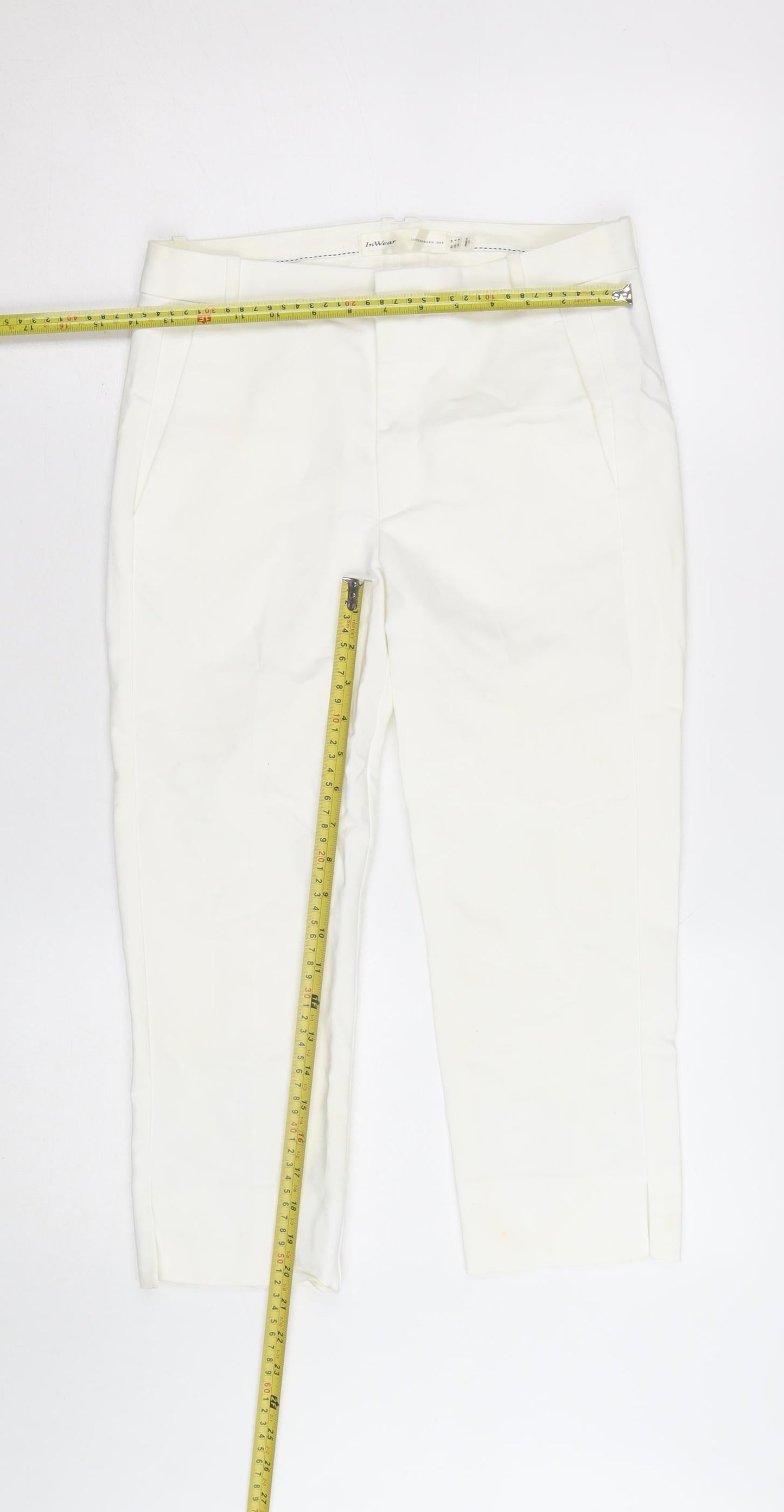 InWear Women Ivory Cropped Trousers UK 8 Cotton Blend