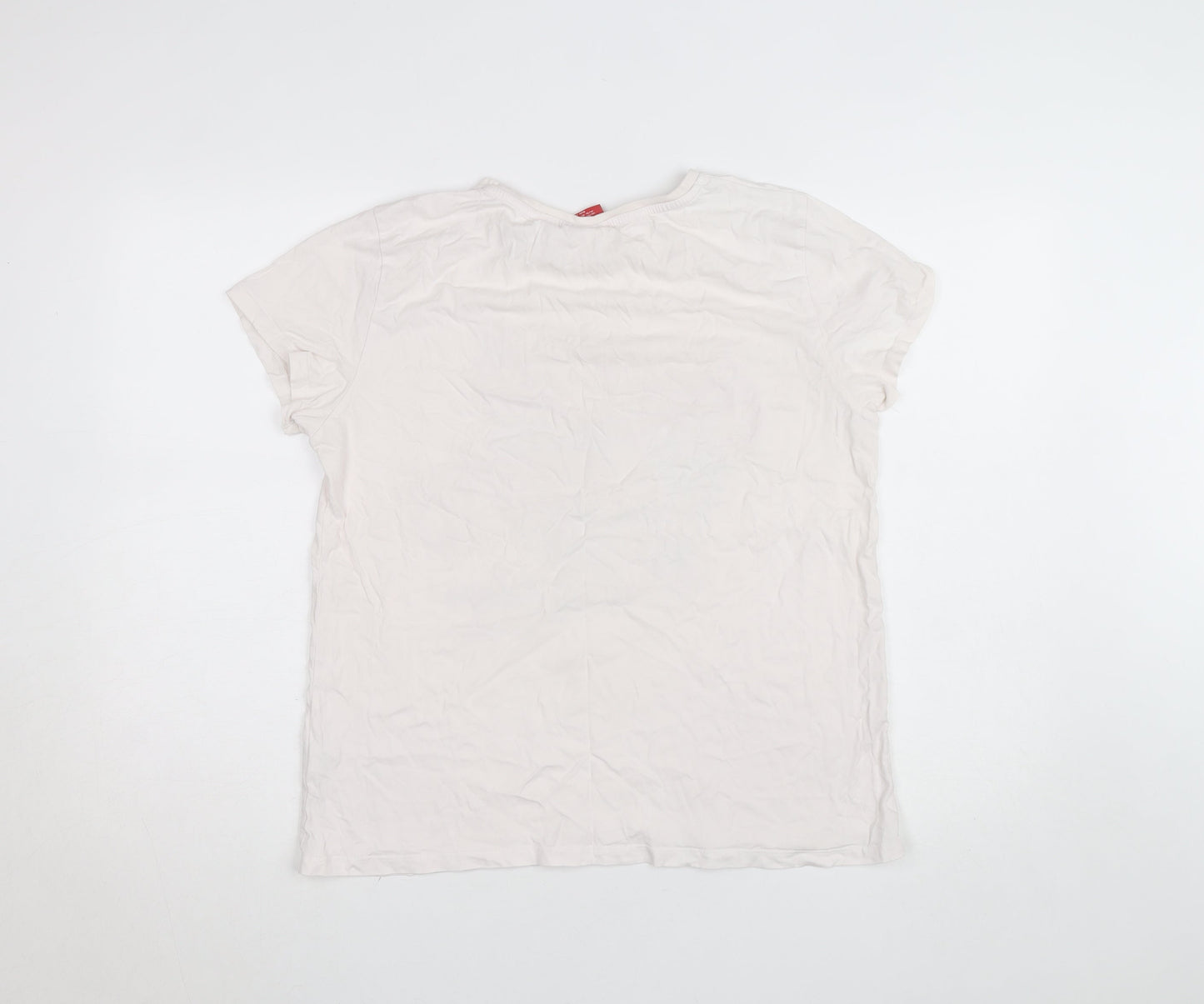 Coca-Cola Women's White Sequin Christmas T-Shirt Size L