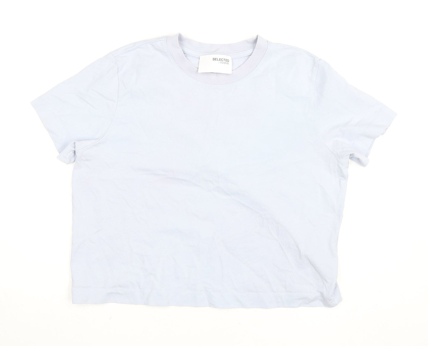 Selected Femme Women’s Blue Cotton Crew Neck Short Sleeve T-Shirt Size M