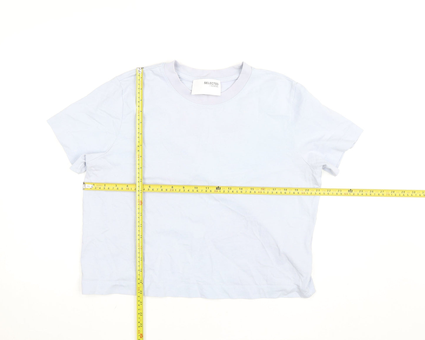 Selected Femme Women’s Blue Cotton Crew Neck Short Sleeve T-Shirt Size M