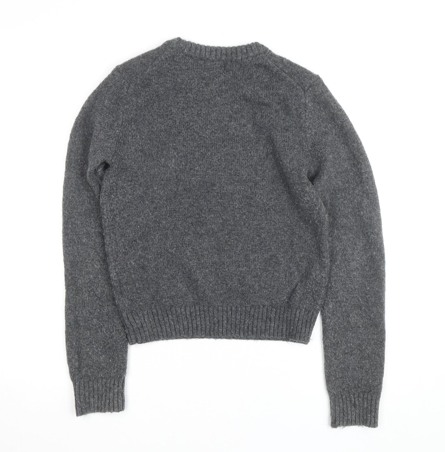 H&M Women's Grey Wool Blend Crew Neck Pullover Jumper XS