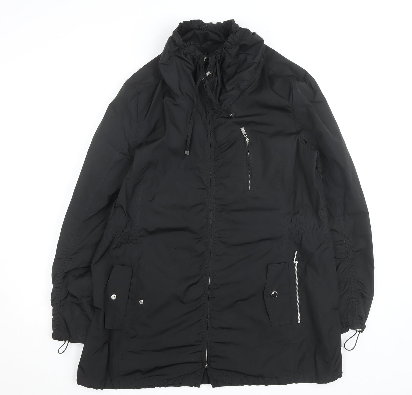 Basler Women Black Long Hooded Parka Coat Size 14